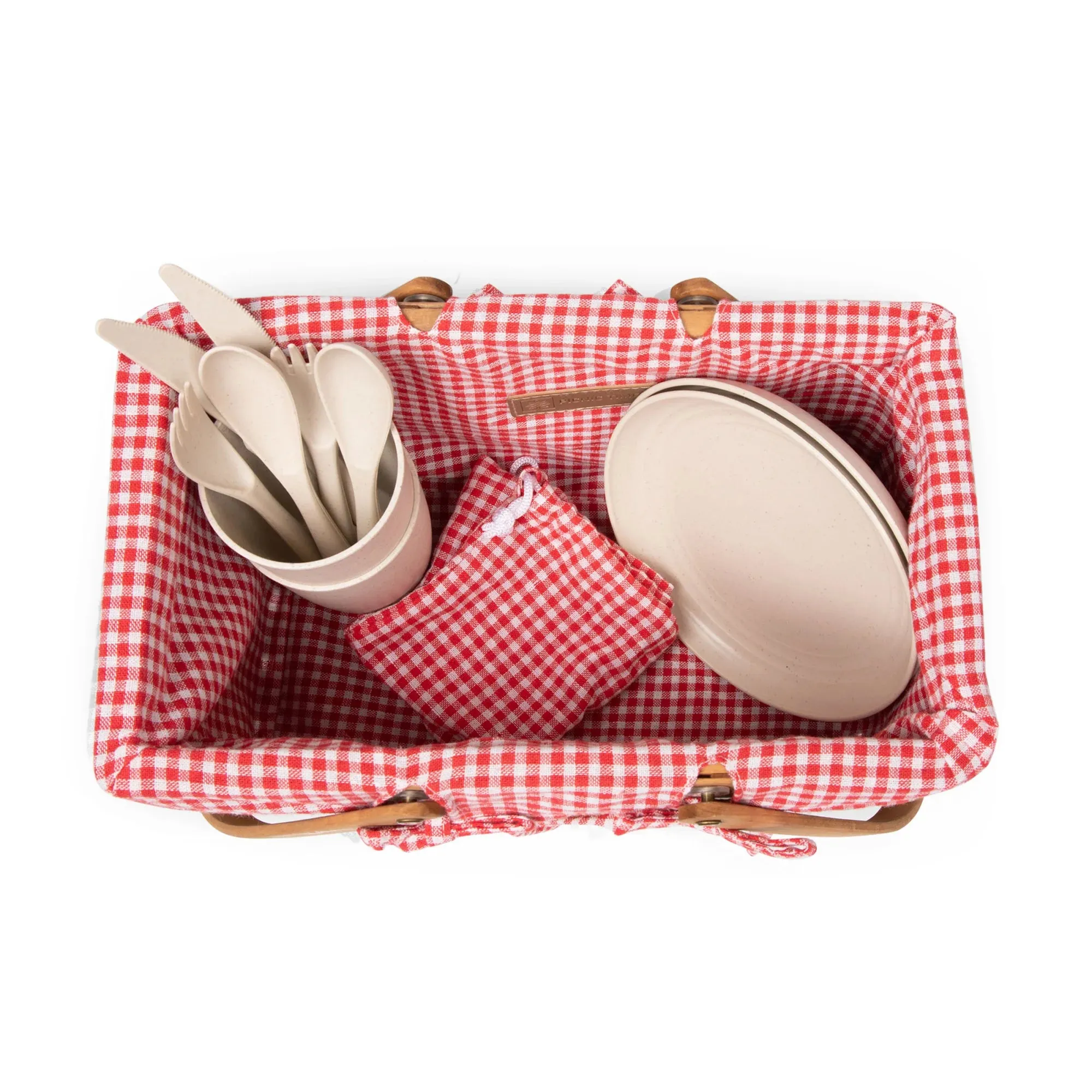 Piccola  Red & White Gingham Picnic Service for 2