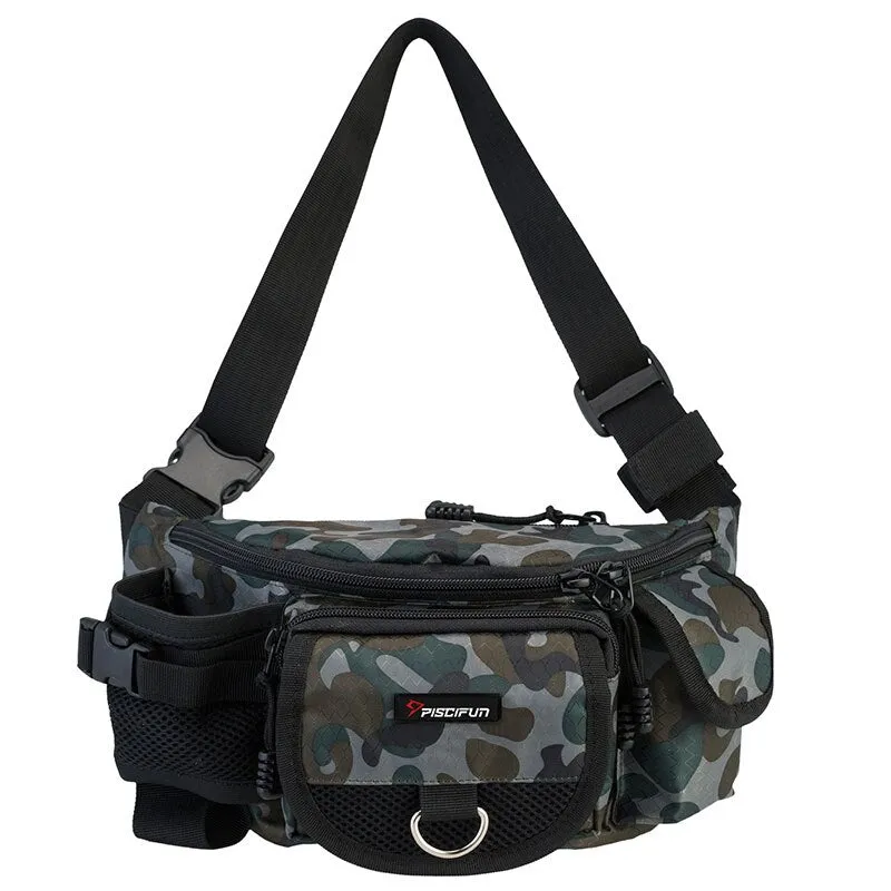 Piscifun Fishing Bag Multifunctional Outdoor Waist Bag Portable Lure Waist Pack Messenger Bag Pole Package Fishing Tackle Bag