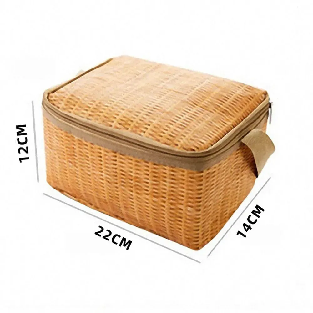 Portable Wicker Picnic Bag