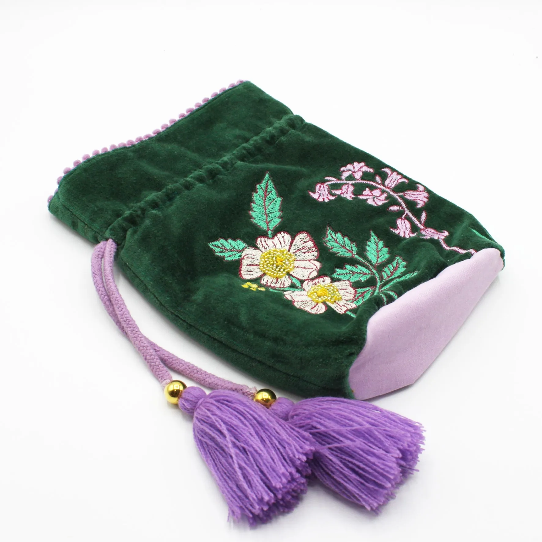 Posy Teal Drawstring Pouch