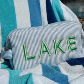 "Lake" Zip Bag in Blue & White Stripe