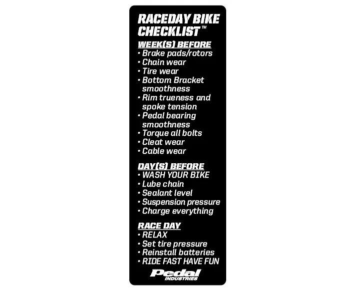 RaceDay Ready™ Checklists