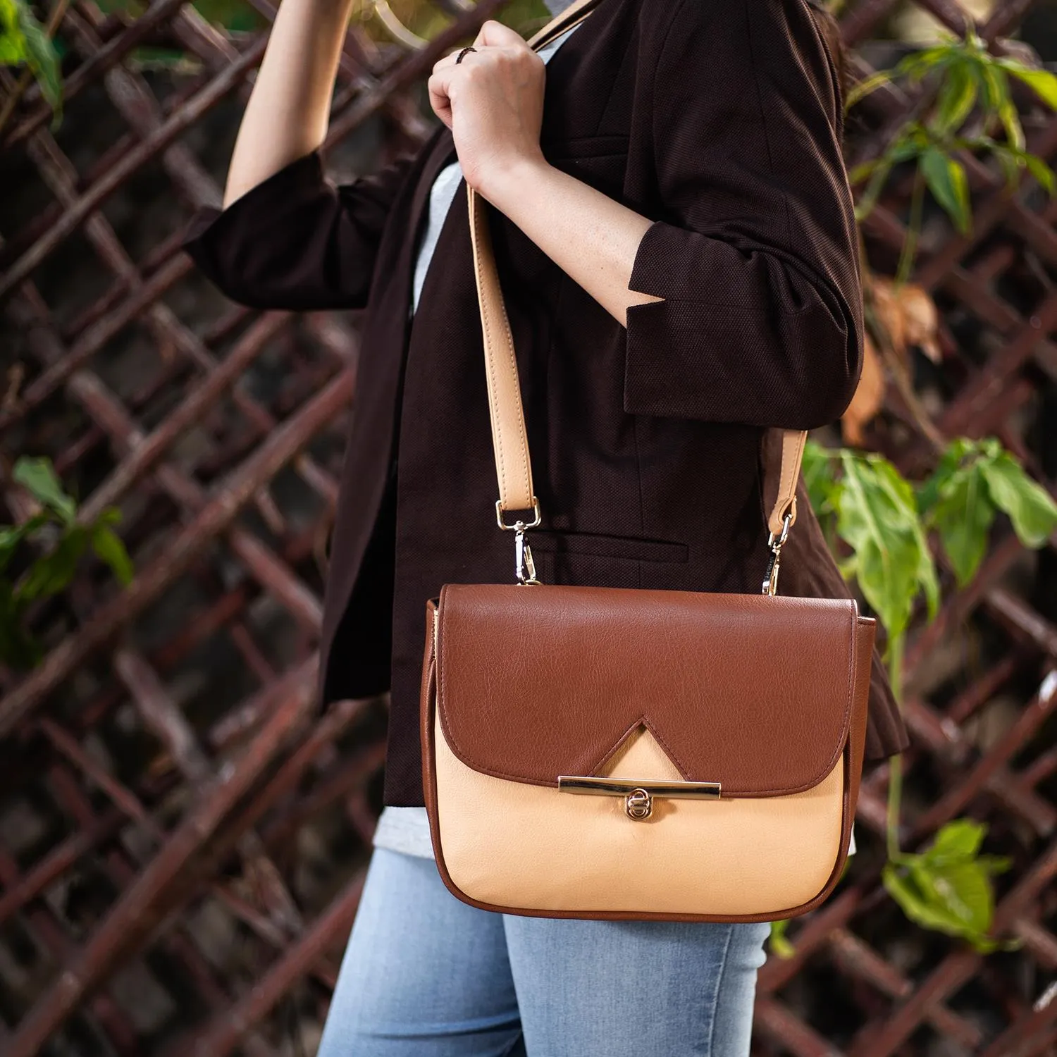 Rangoon Two Tone Baguette Belt Bag Brown