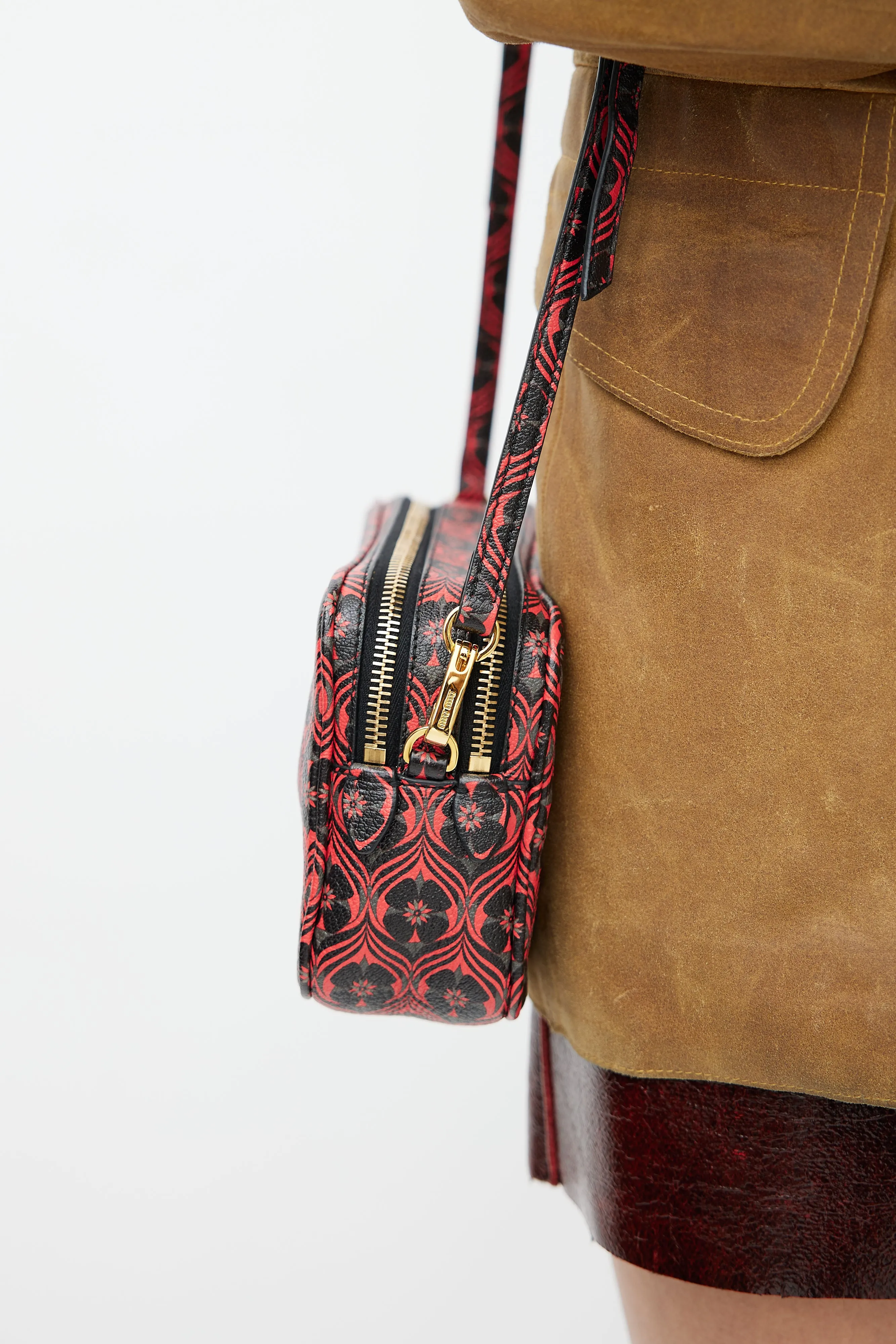 Red & Black Madras Camera Bag