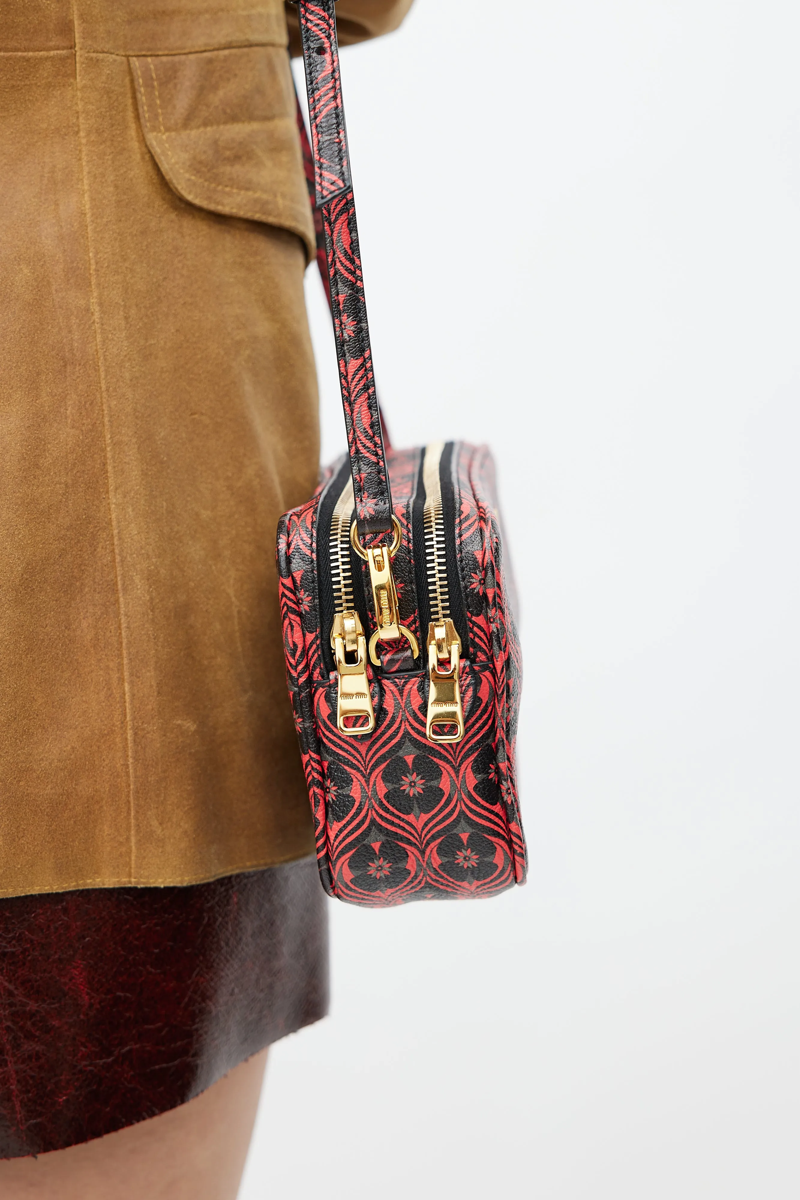 Red & Black Madras Camera Bag