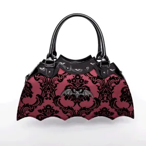 Red Damask Bat Shaped Crossbody Handbag