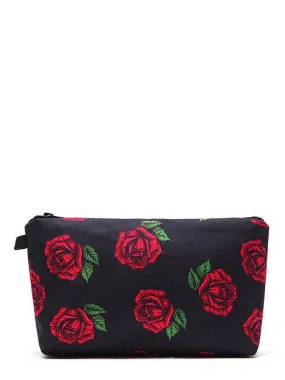 Rose Flower Print Makeup Bag