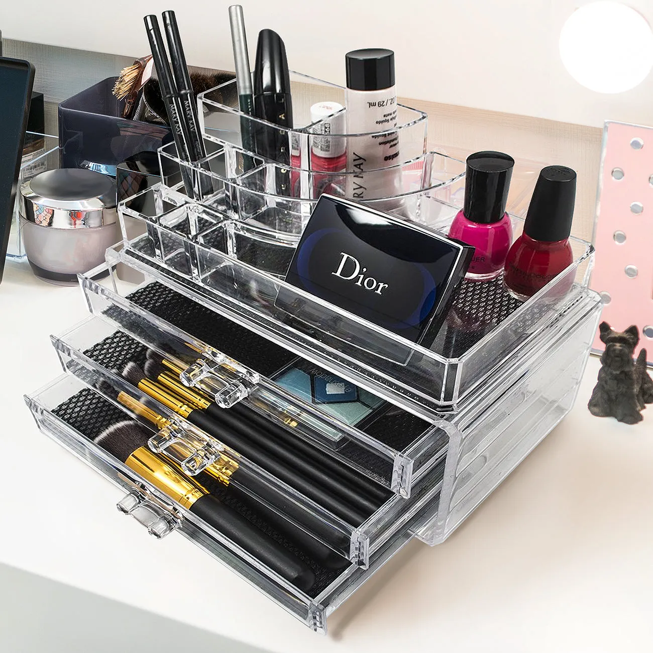 Round Top Makeup Organizer Set (3 Drawer)