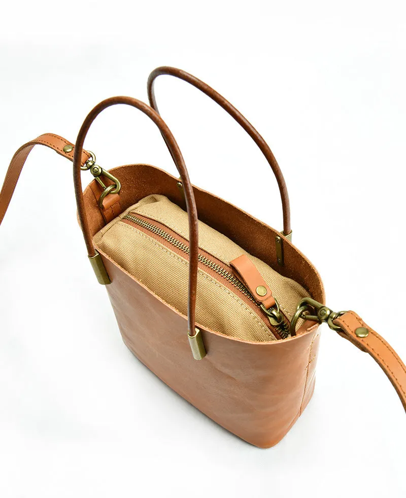 Simple Style Vege Tanned Leather Tote Handbags 9020