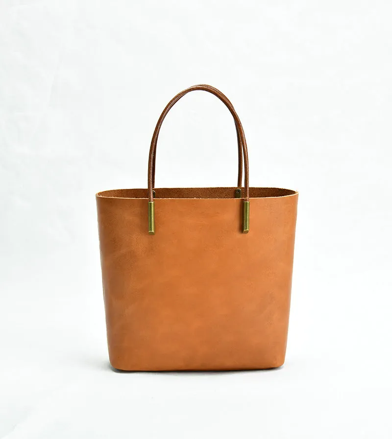 Simple Style Vege Tanned Leather Tote Handbags 9020