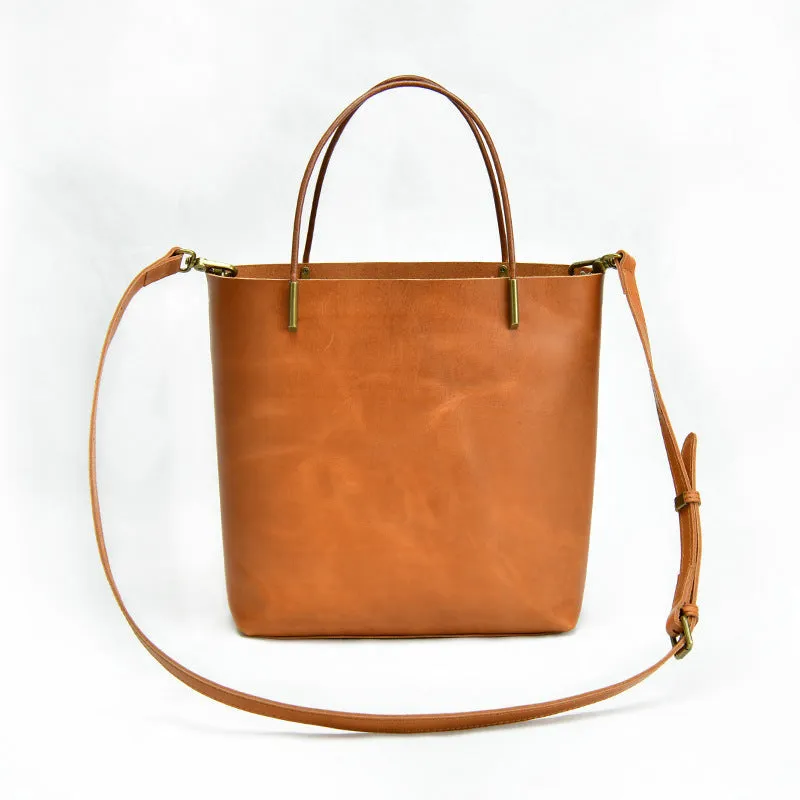 Simple Style Vege Tanned Leather Tote Handbags 9020