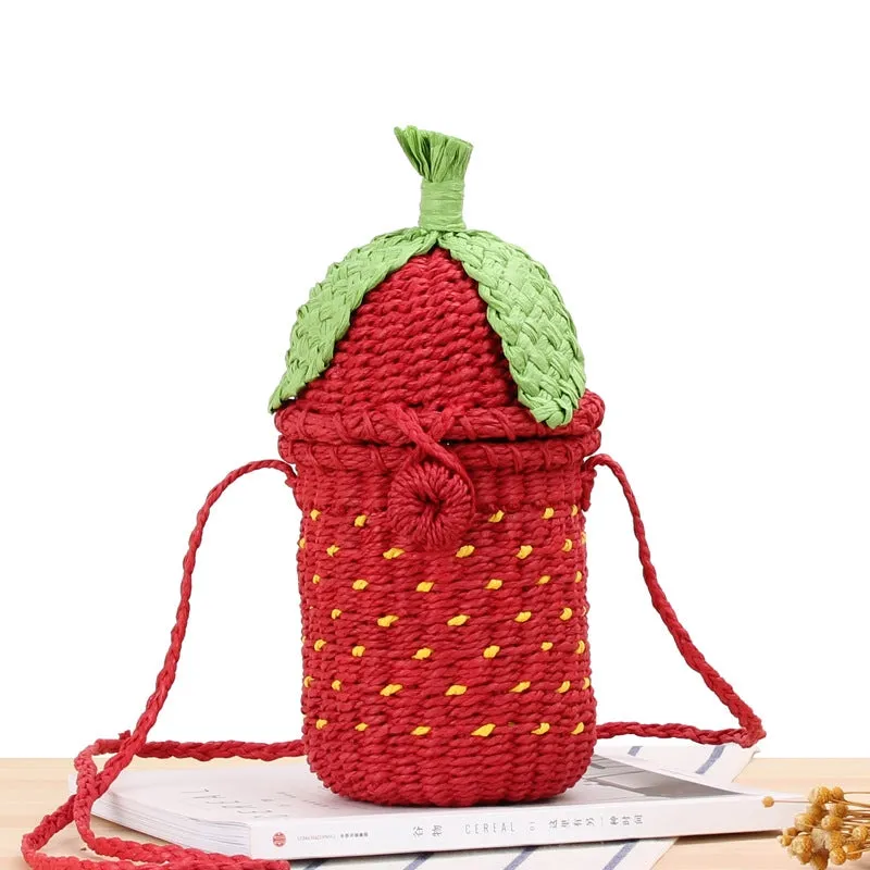 Strawberry Straw Crossbody Bag