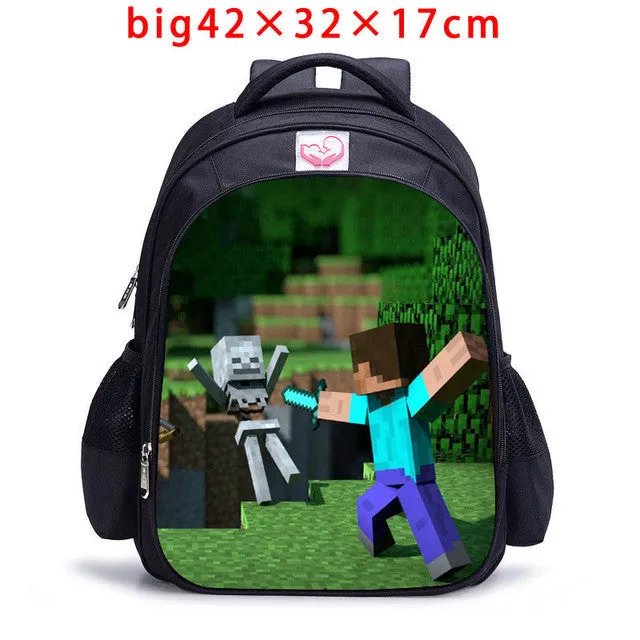 Teenager MineCraft Cartoon Backpack Boy Cartoon School Bags Hot Primary Backpack School Bags for Boys and Girl Mochila Sac A Dos