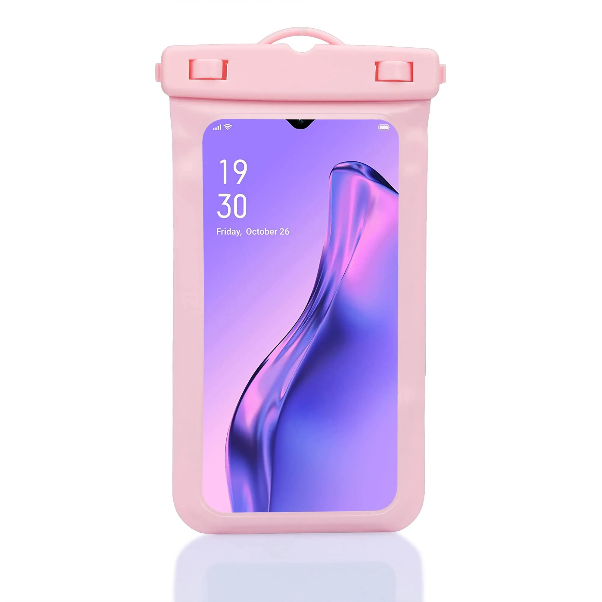 THE CLOWNFISH Universal Waterproof PVC Transparent Mobile Pouch Cellphone Case Rain Protection Dry Bag Designed for Most Cell Phones Upto 6.2 inch Screen & Accessories (Pink)