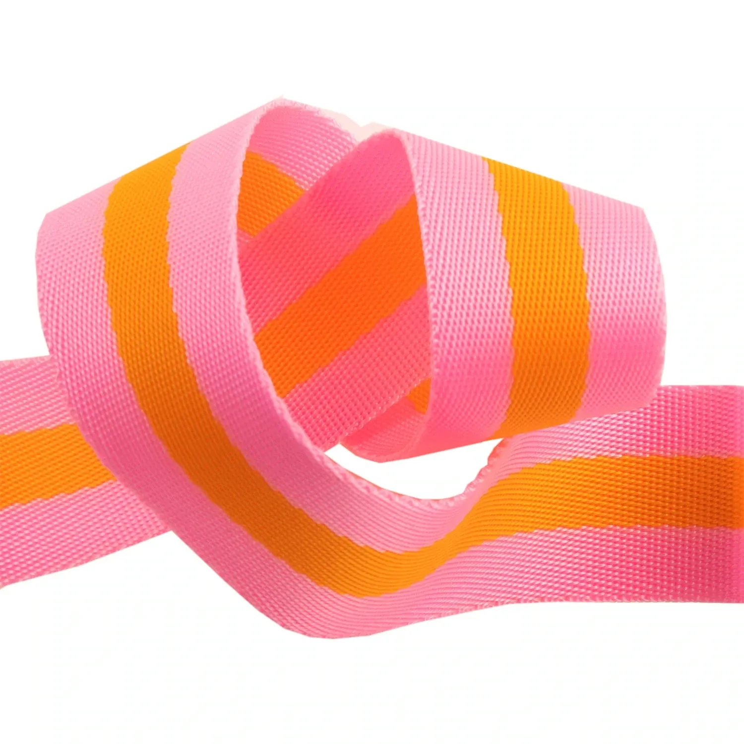 Tula Pink Webbing - Bright Soft Pink and Tangerine Orange