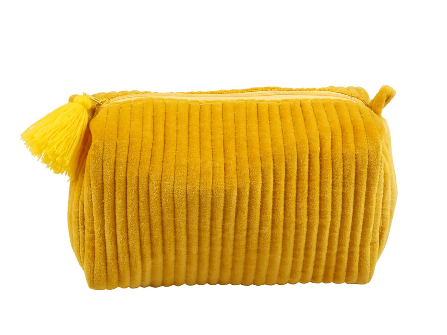 Velvet Quilted Pouch - Mustard