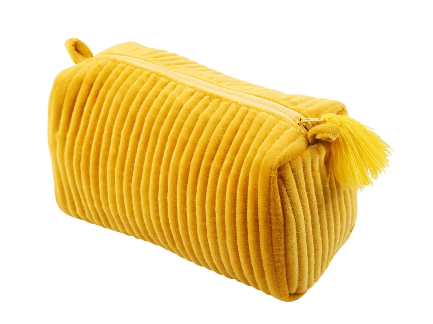 Velvet Quilted Pouch - Mustard