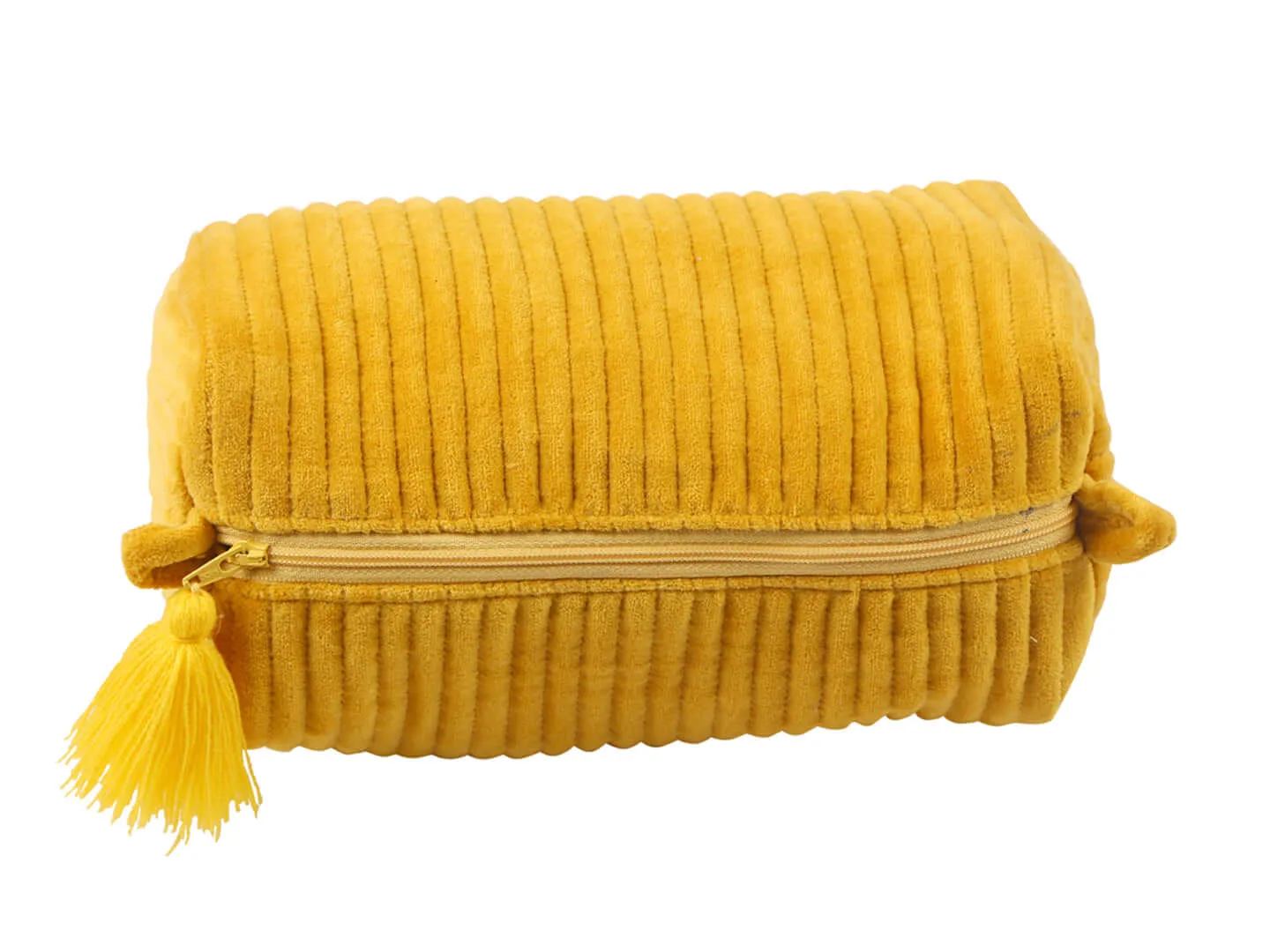 Velvet Quilted Pouch - Mustard