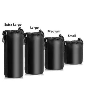 Waterproof Camera Lens Bag Drawstring Bag with S M L XL Size for Canon Sony Nikon DSLR Camera Lens Barrel Case with Hook