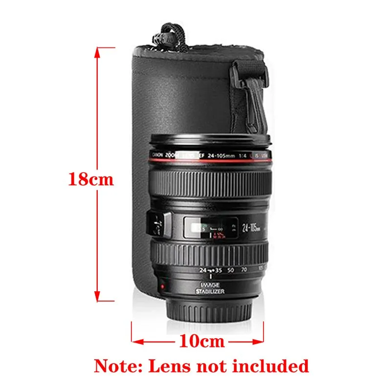 Waterproof Camera Lens Bag Drawstring Bag with S M L XL Size for Canon Sony Nikon DSLR Camera Lens Barrel Case with Hook