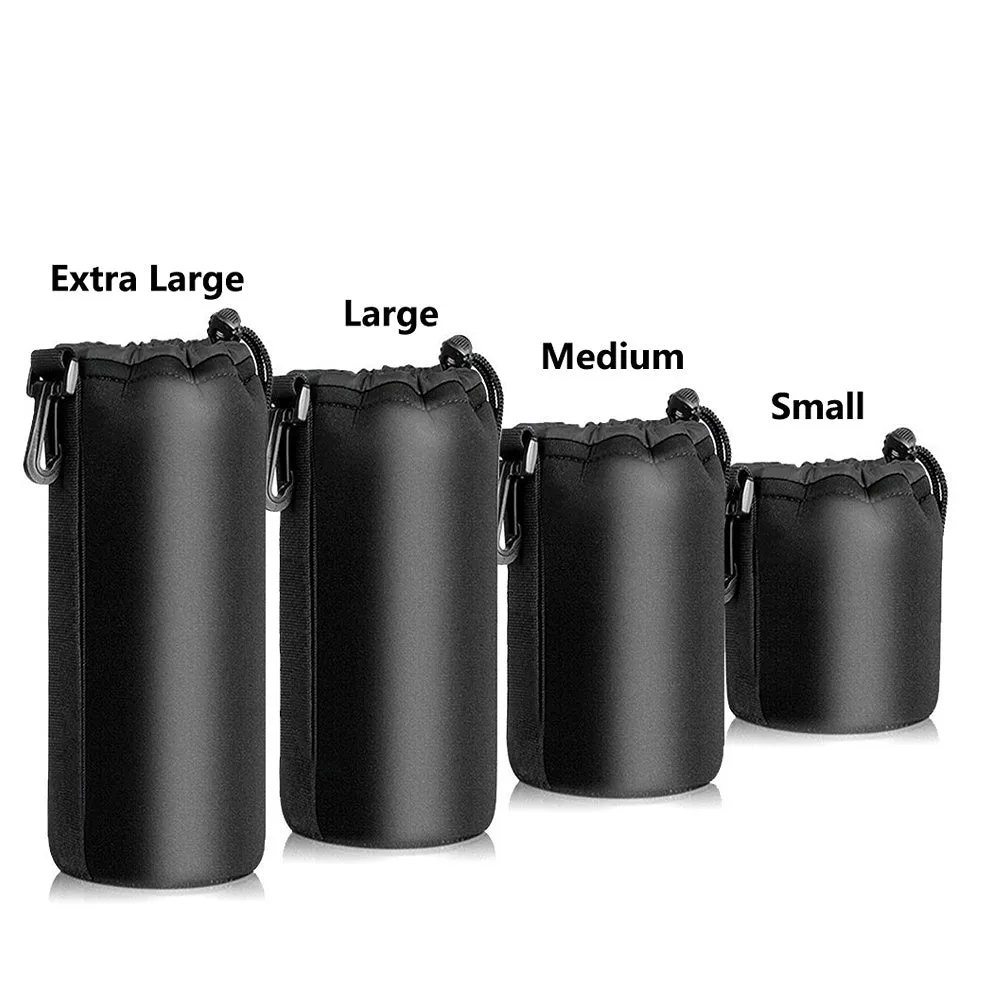 Waterproof Camera Lens Bag Drawstring Bag with S M L XL Size for Canon Sony Nikon DSLR Camera Lens Barrel Case with Hook