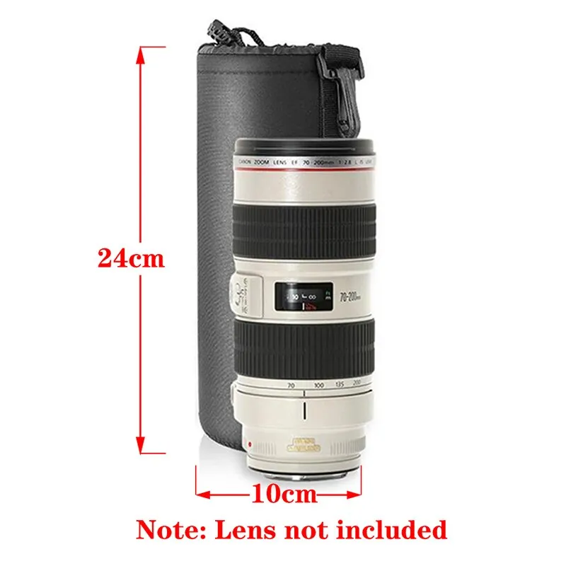 Waterproof Camera Lens Bag Drawstring Bag with S M L XL Size for Canon Sony Nikon DSLR Camera Lens Barrel Case with Hook