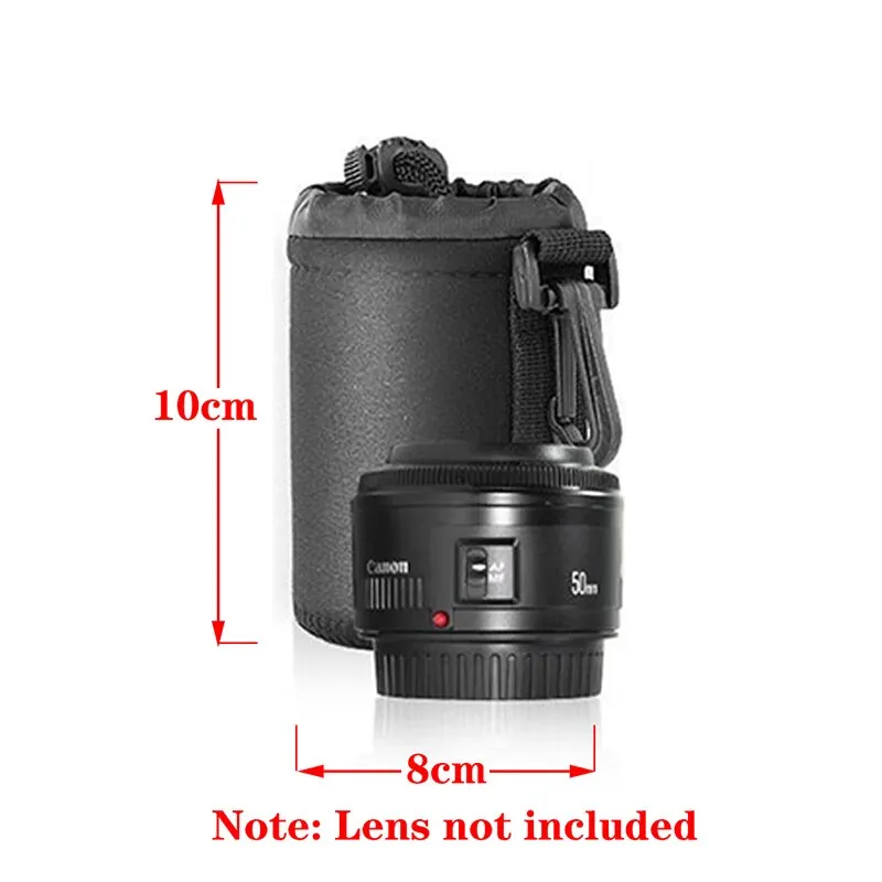 Waterproof Camera Lens Bag Drawstring Bag with S M L XL Size for Canon Sony Nikon DSLR Camera Lens Barrel Case with Hook