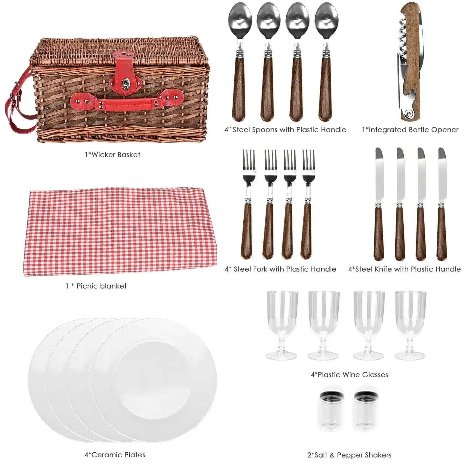 Wicker picnic set for 4