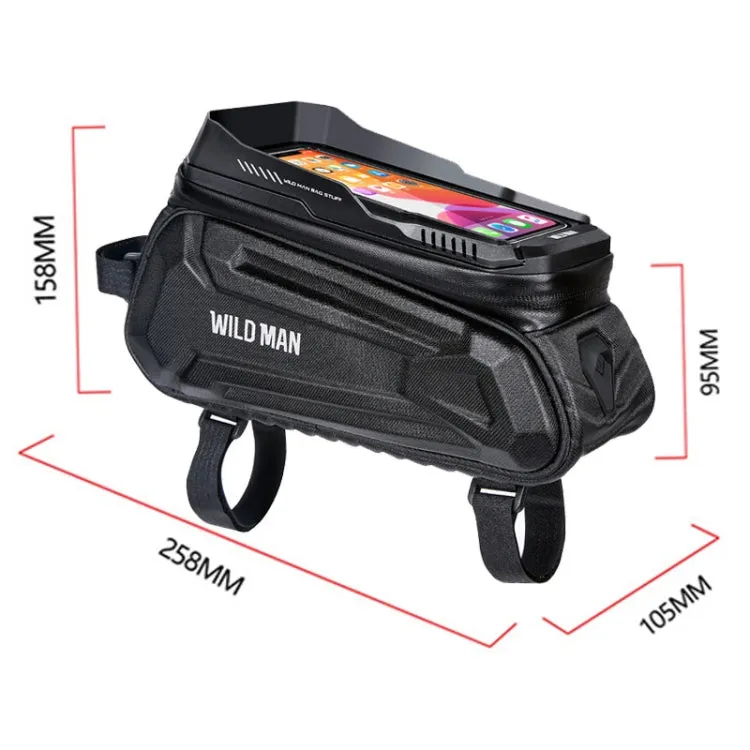 WILD MAN XT5 1.2L EVA Hard Shell Bike Front Beam Bag Touch Screen Phone Waterproof Bag(Solar Pattern)