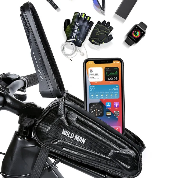 WILD MAN XT5 1.2L EVA Hard Shell Bike Front Beam Bag Touch Screen Phone Waterproof Bag(Solar Pattern)