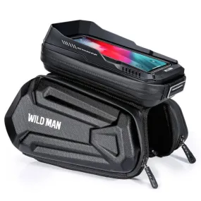 WILD MAN XT6 1.2L Mountain Bike EVA Hard Shell Waterproof Phone Touch Screen Top Tube Bag(Twill Pattern)