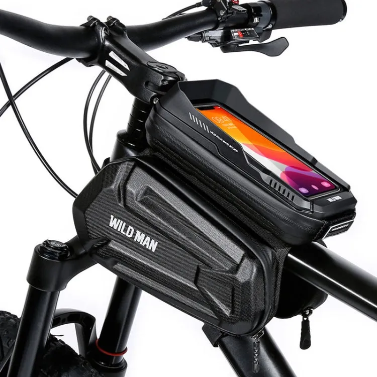 WILD MAN XT6 1.2L Mountain Bike EVA Hard Shell Waterproof Phone Touch Screen Top Tube Bag(Twill Pattern)