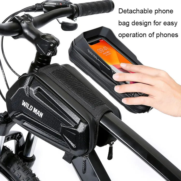 WILD MAN XT6 1.2L Mountain Bike EVA Hard Shell Waterproof Phone Touch Screen Top Tube Bag(Twill Pattern)