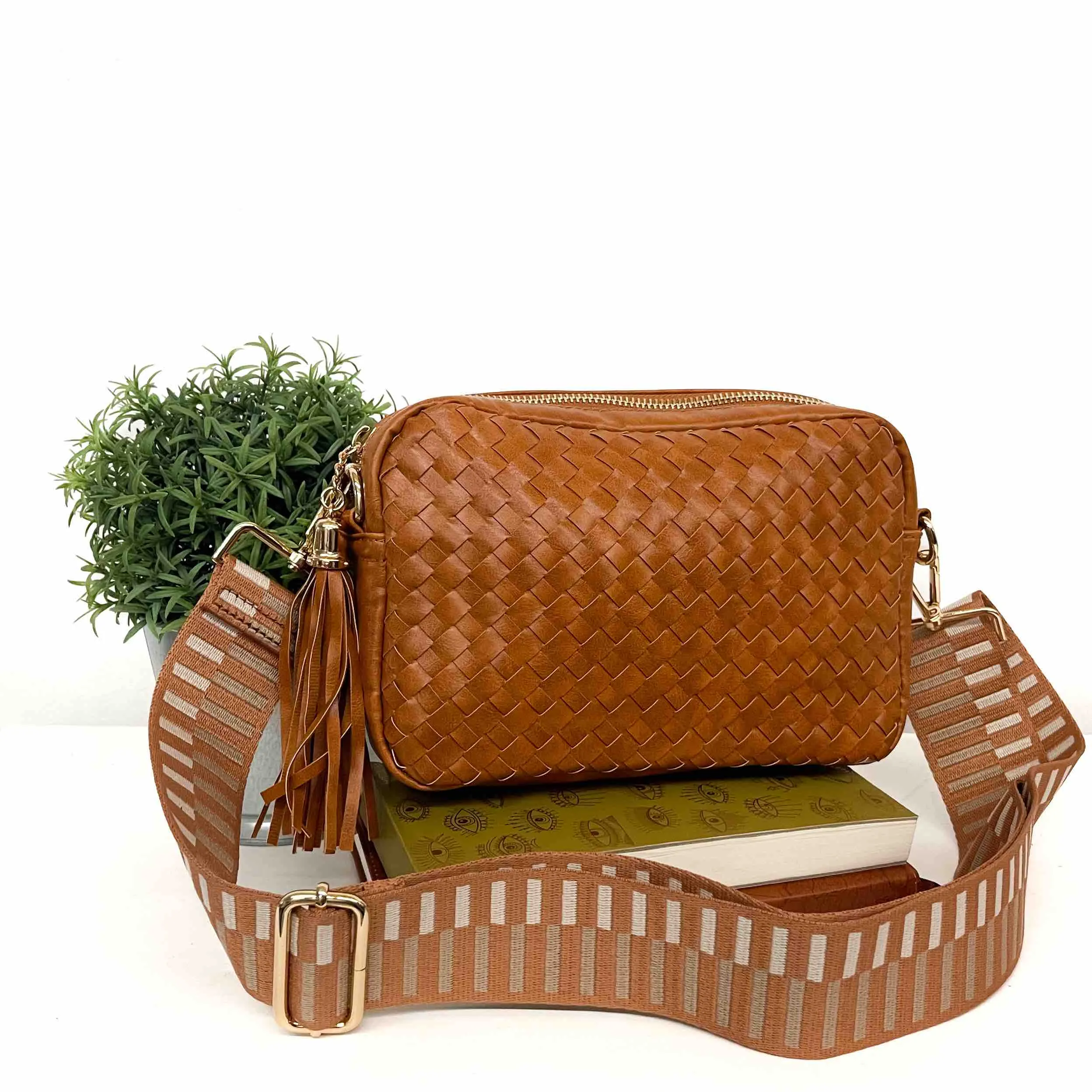 Woven Willow Camera Crossbody Bag