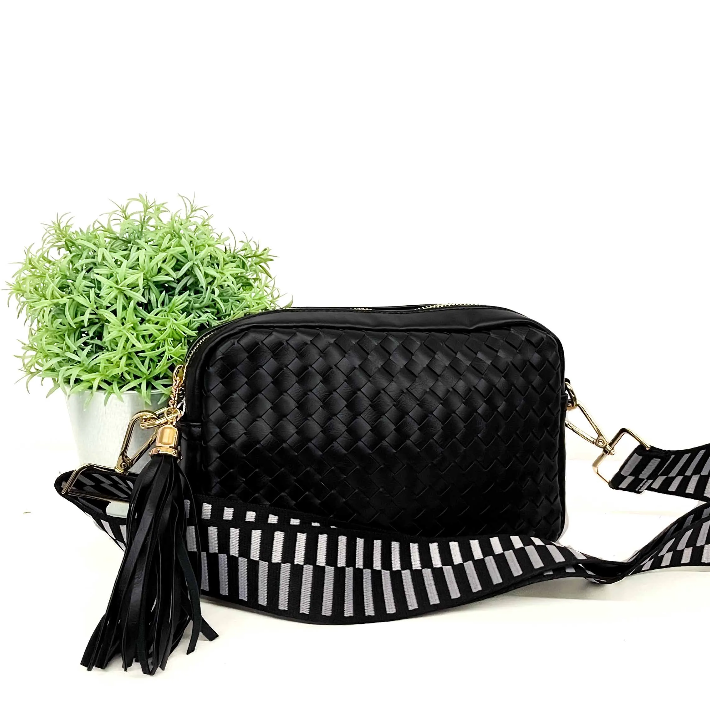 Woven Willow Camera Crossbody Bag